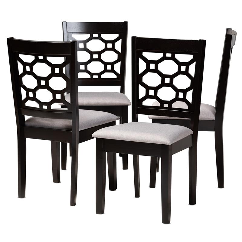 Baxton Studio Peter Dining Chairs, Gray/Dark Brown, Set Of 4 Chairs MPN:2721-10949