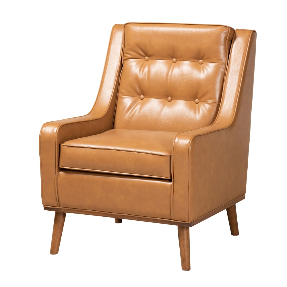 Baxton Studio Daley Lounge Armchair, Tan/Walnut Brown MPN:2721-11013
