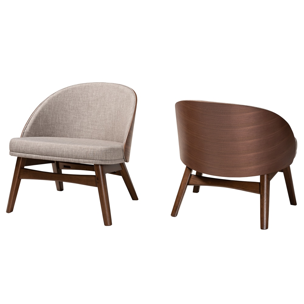 Baxton Studio Lovella Mid-Century Modern 2-Piece Accent Chair Set, Gray/Walnut Brown MPN:2721-12949