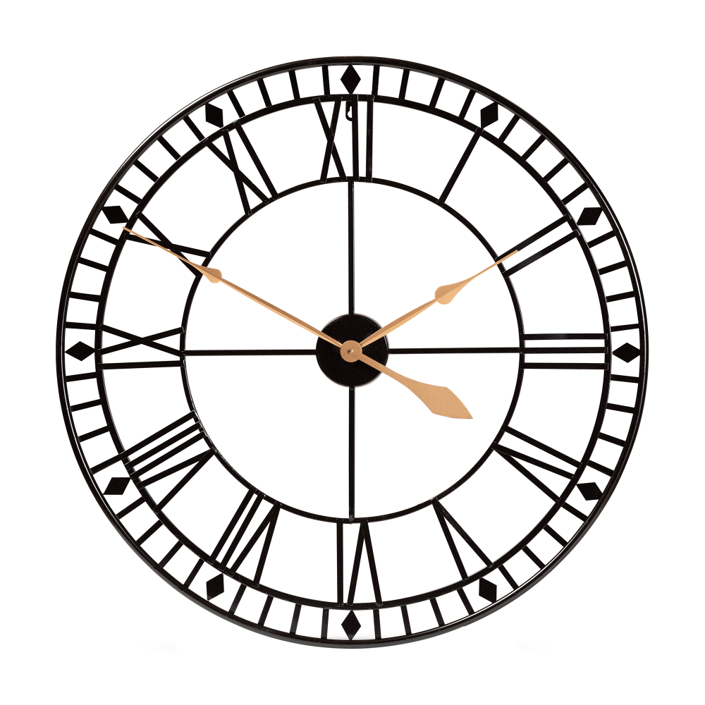 Baxton Studio Janette Wall Clock, 31-1/4in, Black/Gold MPN:2721-11306