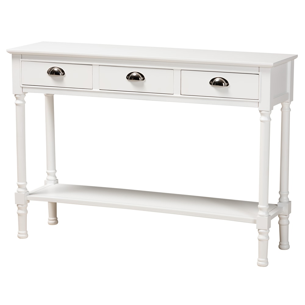 Baxton Studio French Provincial 3-Drawer Entryway Console Table, 31-15/16inH x 45-5/16inW x 13inD, White MPN:2721-11330