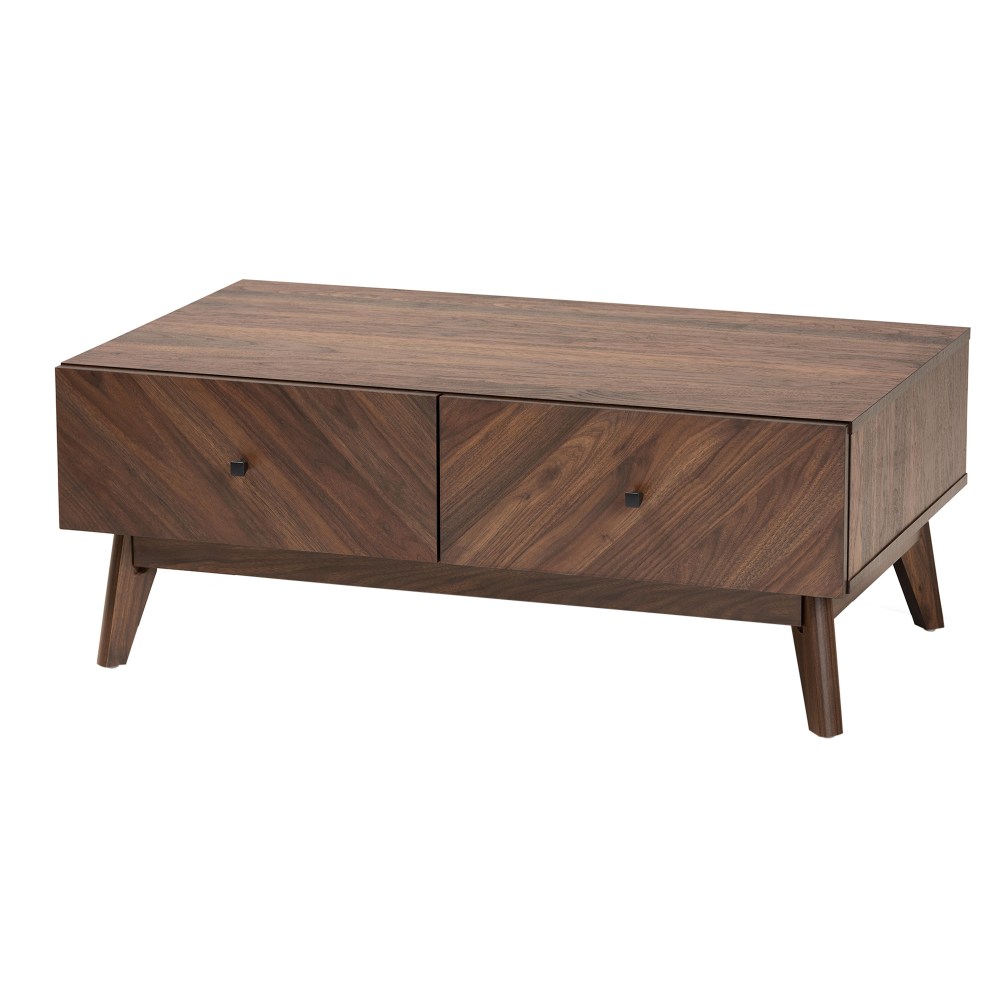 Baxton Studio Hartman Coffee Table, 14-3/4inH x 38inW x 22-1/4inD, Walnut Brown MPN:2721-11716