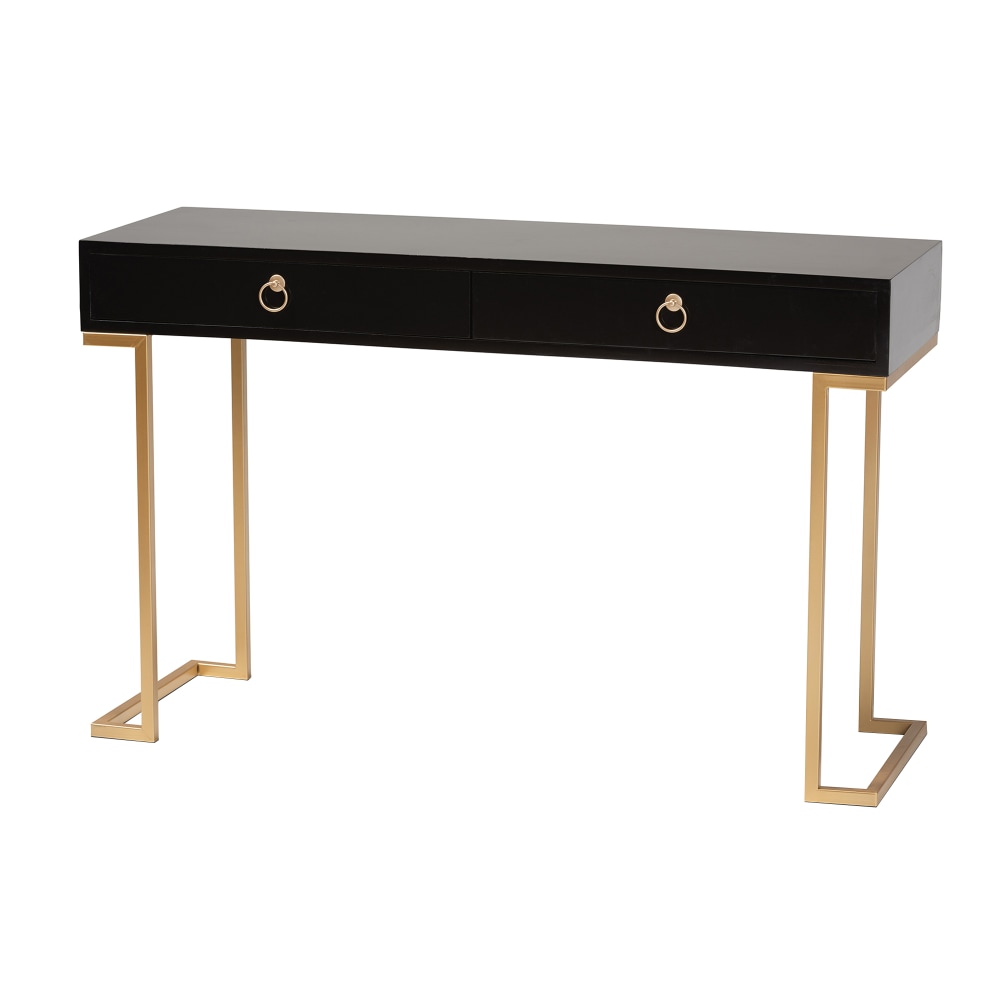 Baxton Studio Beagan Modern And Contemporary 2-Drawer Console Table, 29-1/2inH x 47-1/4inW x 15-3/4inD, Gold/Black MPN:2721-12161