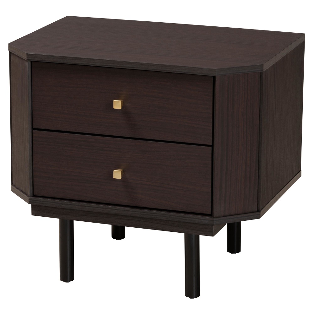 Baxton Studio Norwood Modern Transitional 2-Tone Finished Wood 2-Drawer End Table, 19-15/16inH x 21-3/4inW x 15-3/4inD, Black/Espresso Brown MPN:2721-13142