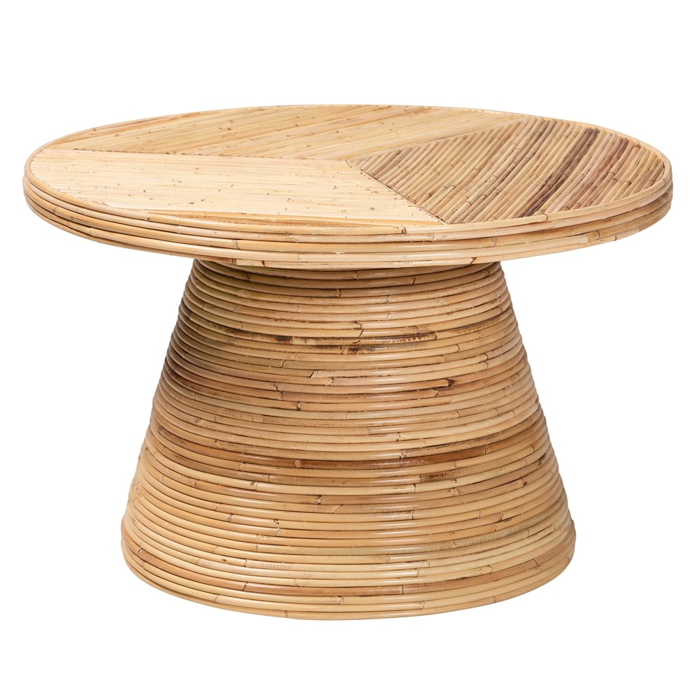 bali & pari Bella Rattan And Mahogany Wood Coffee Table, 17-3/4inH x 28inW x 28inD, Natural MPN:2721-13564