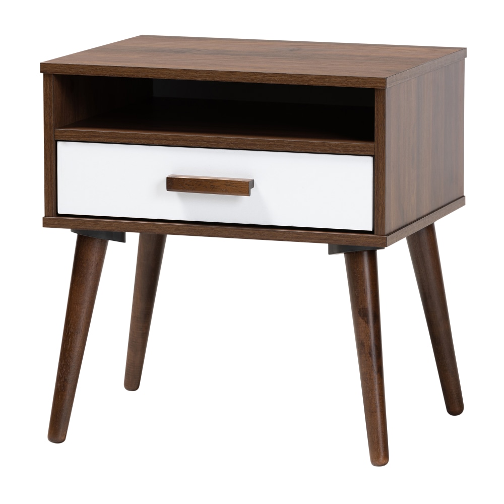Baxton Studio 2-Tone End Table, 21-5/16inH x 19-3/4inW x 15-5/8inD, White/Walnut MPN:2721-9852