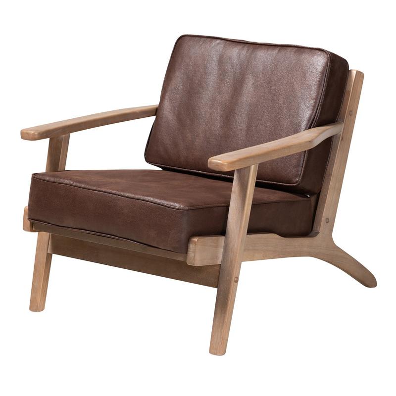 Baxton Studio Sigrid Armchair, Dark Brown MPN:2721-10567