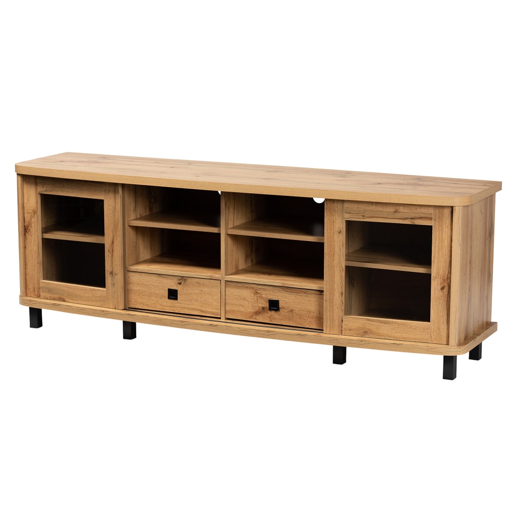 Baxton Studio Walda 2-Drawer TV Stand For 70.2in TVs, Oak Brown/Black MPN:2721-12000