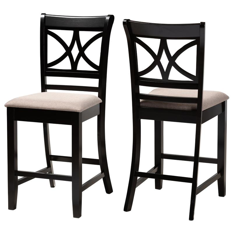 Baxton Studio Chandler Counter Stools, Sand/Espresso Brown, Set Of 2 Stools MPN:2721-10762