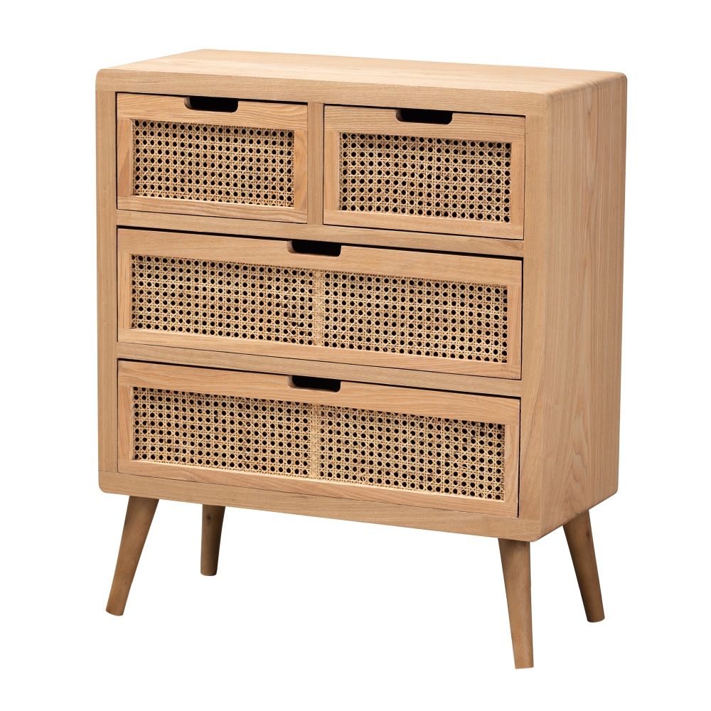 Baxton Studio Alina 4-Drawer Accent Storage Cabinet, Medium Oak MPN:2721-10553