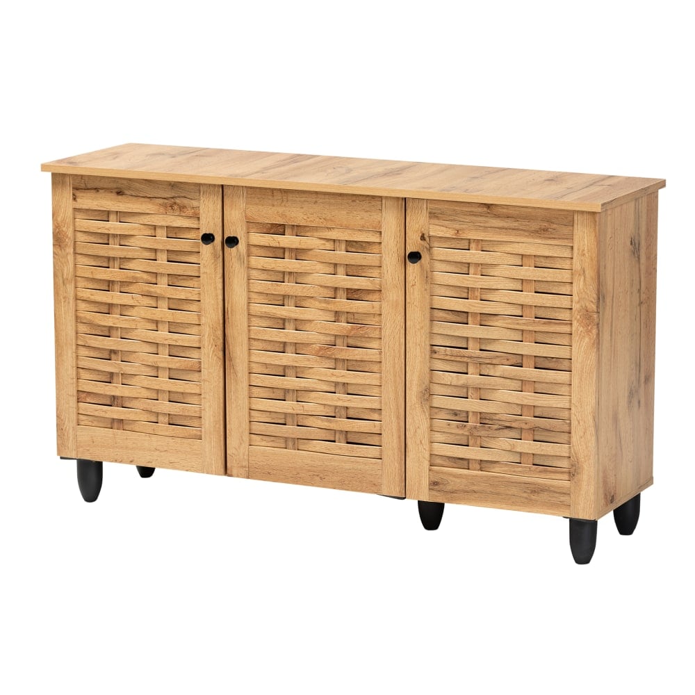 Baxton Studio Winda 45inW 3-Door Shoe Cabinet, Oak Brown MPN:2721-11988