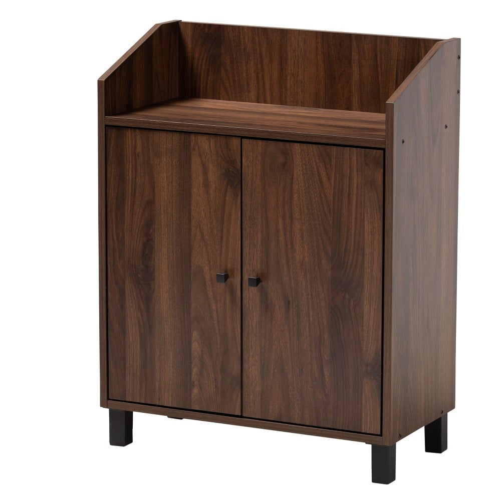 Baxton Studio Rossin 2-Door Entryway Shoe Storage Cabinet With Open Shelf, Walnut MPN:2721-9155