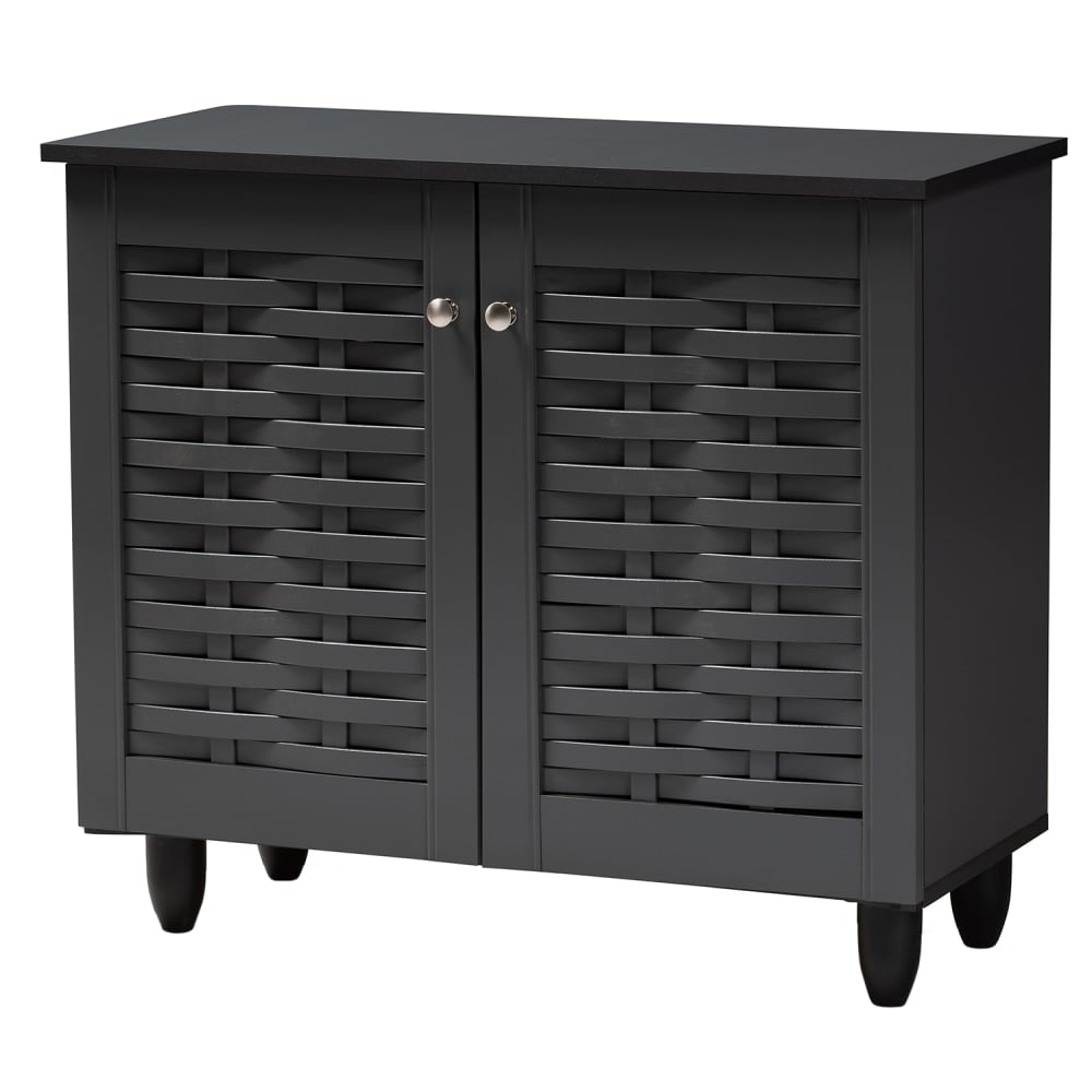 Baxton Studio Winda 2-Door Entryway Shoe Storage Cabinet, Dark Gray MPN:2721-9165
