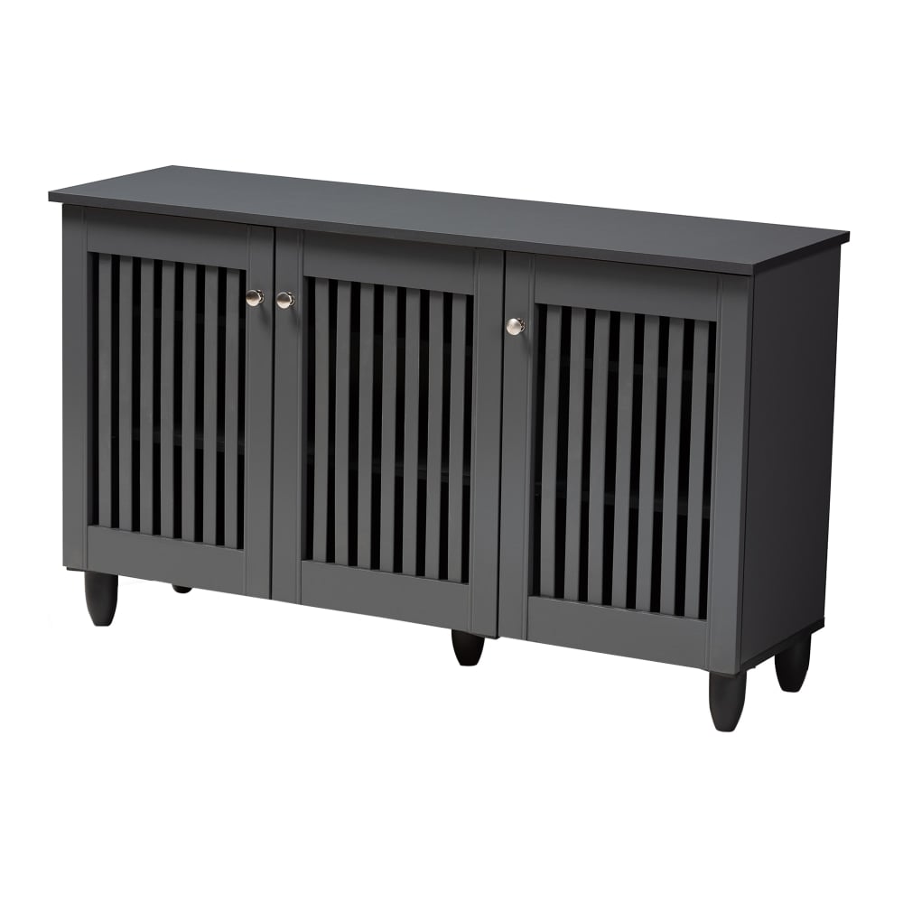 Baxton Studio Fernanda 3-Door Entryway Shoe Storage Cabinet, Dark Gray MPN:2721-9166