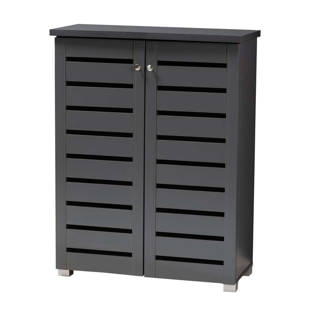 Baxton Studio Adalwin 2-Door Entryway Shoe Storage Cabinet, Dark Gray MPN:2721-9170