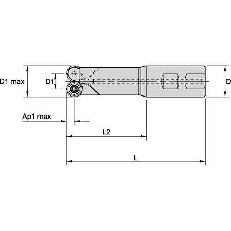 Indexable Profiling End Mill, M100 Series, High Speed Steel, 5.00mm Depth of Cut MPN:2021340