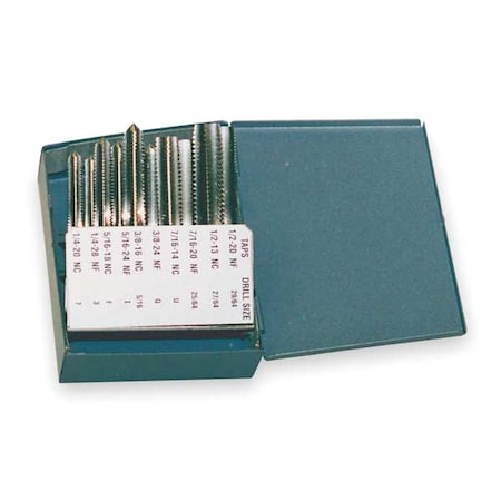 Hand Tap Set, 10 PC, HSS, 1/4-20 to 1/2-20 MPN:16401