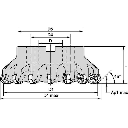 Indexable Profiling End Mill, M1200 Series, High Speed Steel, 4.50mm Depth of Cut MPN:3957994