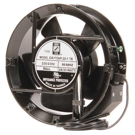 Axial Fan, Round, 230V AC, Plastic/Steel, 6 3/4 in W. MPN:WA6AXFN2