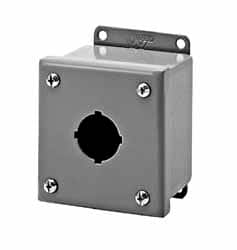 Pushbutton Switch Enclosures; Number of Holes: 3; Hole Diameter (Decimal Inch): 1.2000; Hole Diameter (mm): 1.2000 in; 30-1/2; Overall Height: 9 in; 229 mm; Material: Steel; Overall Height (Inch): 9 in; 9; 229 mm; Overall Height MPN:PB3