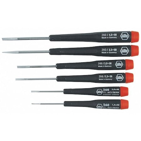 Precision Screwdriver Set, Slotted, 6 pcs MPN:26090