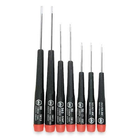 Precision Screwdriver Set, Hex, Metric, 7pc MPN:26390