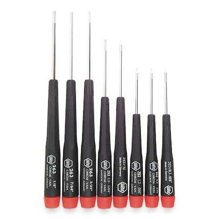 Precision Screwdriver Set, Hex, SAE, 8 pcs. MPN:26391