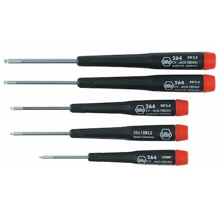 Precision Screwdriver Set, Ball Hex, Metric, 5 pcs MPN:26491