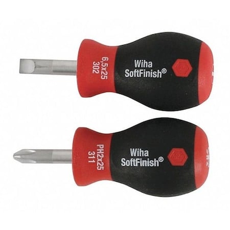 Min Qty 2, 2 Piece Stub Screwdriver Set MPN:31191
