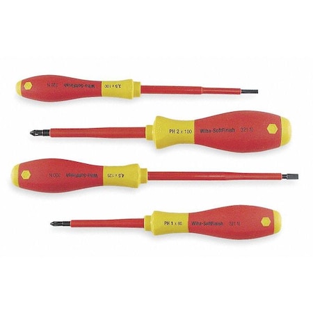 Insulated Screwdriver Set, Slotted/Phillips, 4 pcs MPN:32090