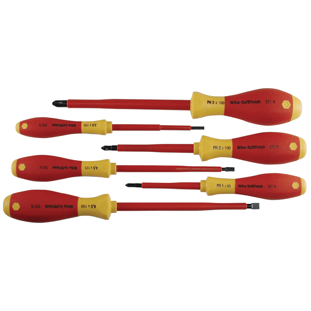 Wiha Tools Insulated Tool Sets, Phillips; Slotted, Metric, 6 per set MPN:32092