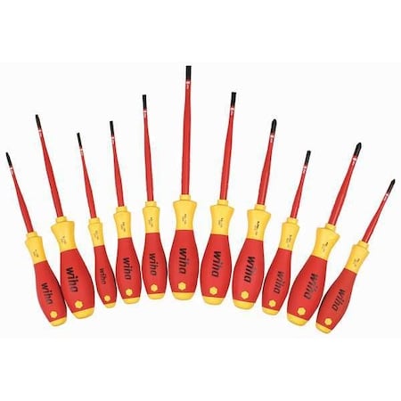 Insulated Screwdriver Set, Slotted/Phillips, Square, 11 pcs MPN:32198