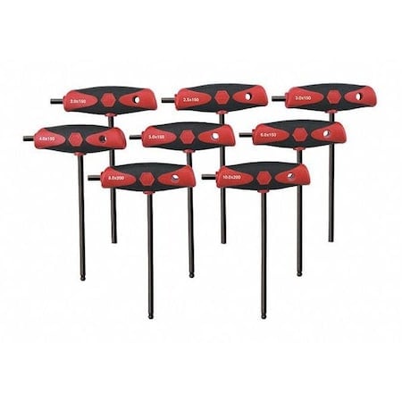8 Piece Metric T-Shape Hex Key Set, 33496 MPN:33496