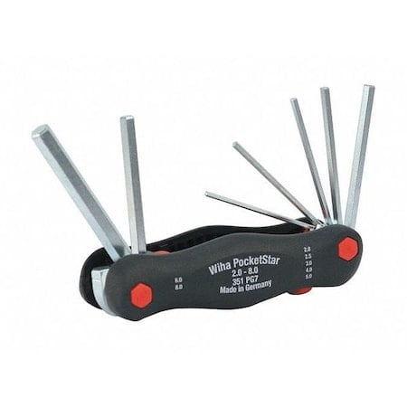 7 Piece Metric Fold-Up Hex Key Set, 35195 MPN:35195