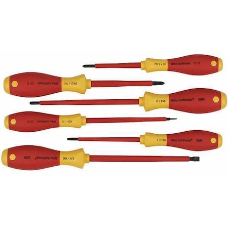 Insulated Screwdriver Set, Slotted/Phillips, Square, 6 pcs MPN:35890