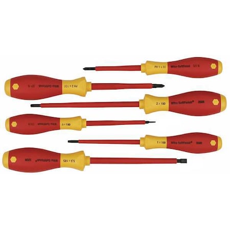 Insulated Screwdriver Set, Slotted/Phillips, Square, 6 pcs MPN:35891