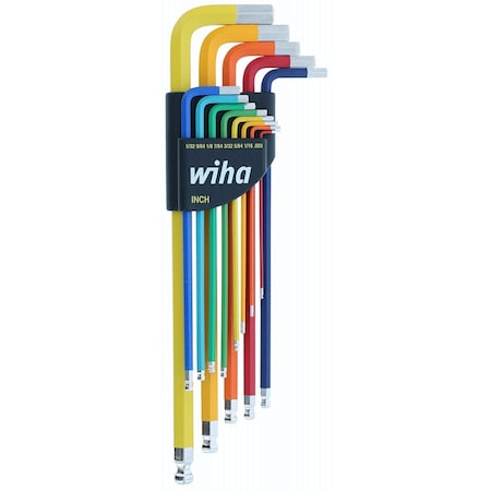 13 Piece Ball End Color Coded Hex L-Key Set - SAE MPN:66981