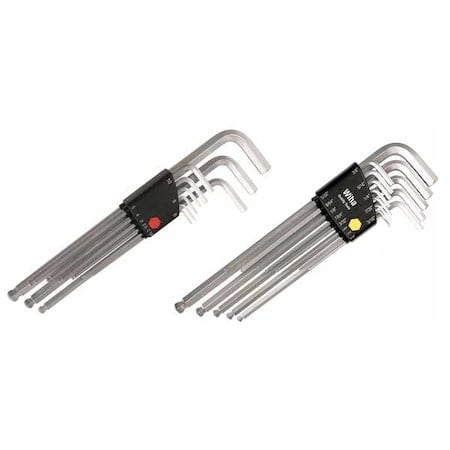 22-Piece Hex Key Set, Metric/SAE L-Shape, Alloy Steel, Chrome, Plastic Holder MPN:66993