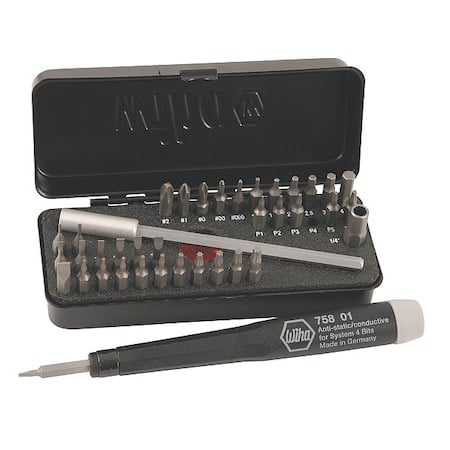 Hex, Phillips, Slotted, Torx® Bit 8 in, Drive Size: 4 mm, Num. of pieces:39 MPN:75980