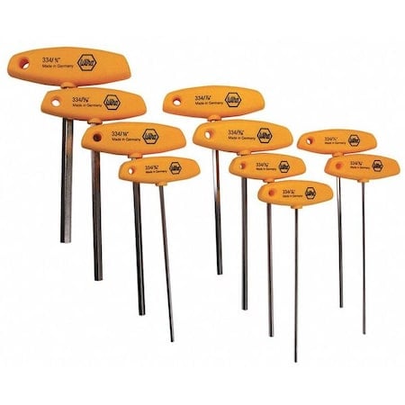 10PC Hex Driver T-Handleset Inch Sizes MPN:33492