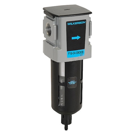 Compressed Air Filter, 5 micron Rating, Bowl Material - Air Treatment: Polycarbonate with Guard MPN:F18-03-SK00B