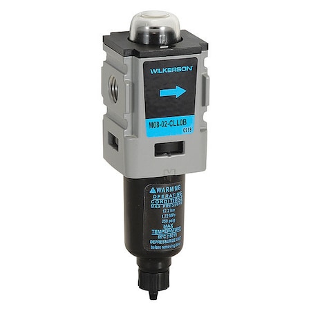 Compressed Air Filter, 0.5 micron Rating, Overall Width: 1.56 in MPN:M08-02-BL00B