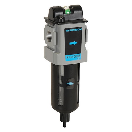 Compressed Air Filter, 0.5 micron Rating, Connection Size - Air Treatment: 3/8 in NPT MPN:M18-03-BK00B