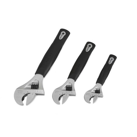 Ratchet Wrench Set, Adjustable, Chrome, 3pc MPN:JHW13343