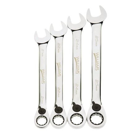 Ratchet Combo Wrench Set, 4 pcs., Metric MPN:JHWMWS-4RC