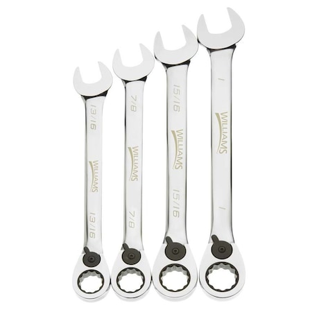 Ratchet Combo Wrench Set, 4 pcs., SAE MPN:JHWWS-1164RC