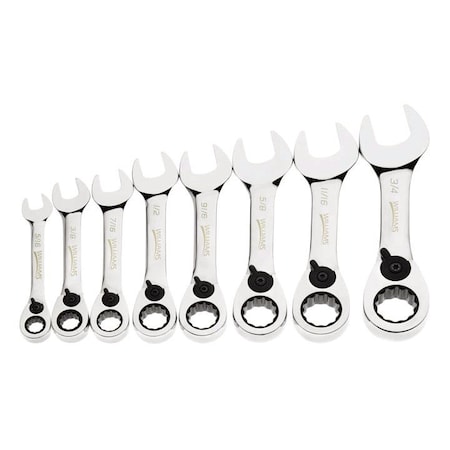 Ratchet Wrench Set, Stubby, 8 pcs. MPN:JHWWS1168RCS