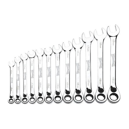 Williams Ratchet Combo Wrench Set, 12 pcs., Metric MPN:MWS-12RC