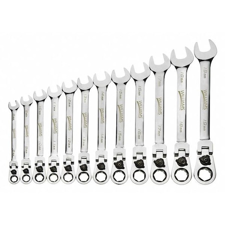 Williams Wrench Set, Flex-Head, 12 pcs. MPN:MWS-12RCF