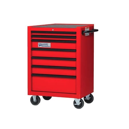 Rolling Cabinet, 7 Drawer, Red, Steel, 26 in W x 20 in D x 38 in H MPN:JHWW26RC7
